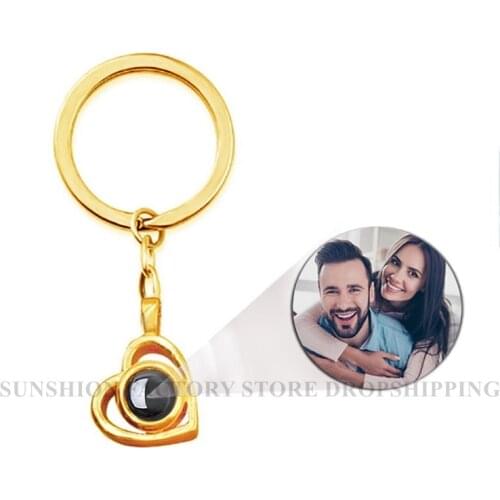 Custom photo Projection Keychain Cute Romantic Creative Projection Keychain Memory Ornaments