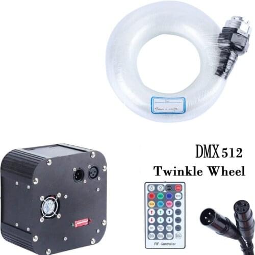 Remote controlled DMX512 RGBW 50W Twinkle Wheel LED Fiber Optic Engine+4M 600pcs 0.75mm PMMA plastic cable Star ceiling DIY KIT