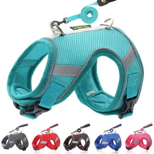 Puppy Dog Harness and Leash Set No Pull Soft Air Mesh Dog Harness with Padded Vest Reflective Adjustable Pet Vest for Cats Dogs