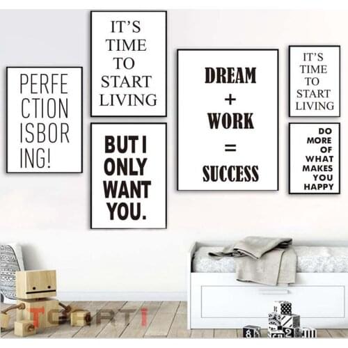 Nordic Motto Black And White English Text Quote Symbol Canvas Morden Painting Wall Pictures Poster Living Dinner Room Decoration
