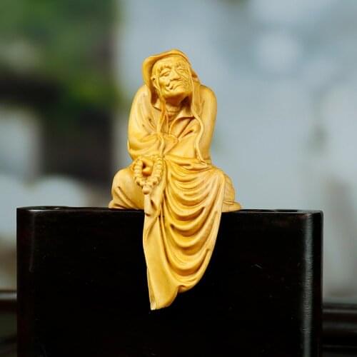 9/13 Cm Dharma Buddha Boxwood Statue Chinese Home Sculpture Crafts Exquisite Figures Wood Home Decor Decoration Zen Dharma