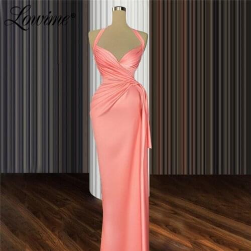 Halter Party Dress Simple Evening Gowns Vestidos De Noite 2020 Pleats Customized Sexy African Prom Dresses Long Mermaid Dresses