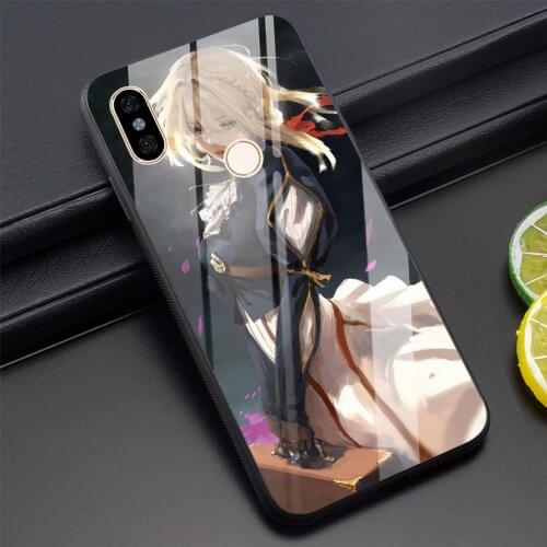 Tempered Glass Violet Evergarden Anime Phone Case for Xiaomi Redmi Note 7 Cover A1 A2 Mi 8 Lite Mi 9 F1 4X 6A Note 5 5 7 Pro