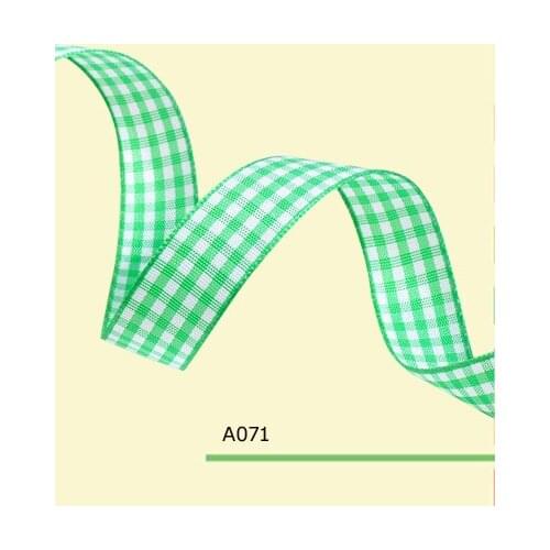 7/8" inch 22mm green checked plaid gingham ribbon