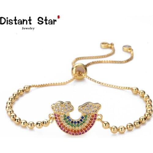 Fashion womens gold rainbow bracelets&bangles jewelry cz zircon snake chain bracelet adjustable chain bracelet accessory femme