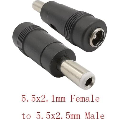 1/2/5Pcs 5.5x2.1mm Female jack to 5.5x2.5mm Male plug DC power connector female to male Adapter 5.5*2.1mm 5.5*2.5mm connector