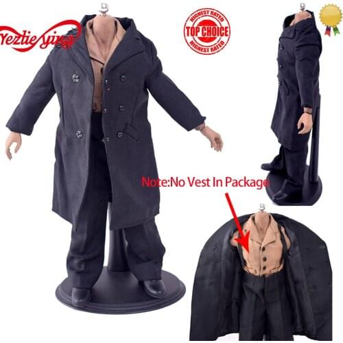 1/6 Scale clothing Military Toy Set WWII People Civilians Black Overcoat Coat Shirt Clothes Pants for 12" Action Figures Body