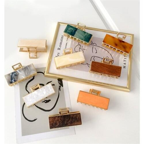 1 Pcs 2021 New Acrylic Hair Claw Women Hair Clip Vintage Trendy Hollow Rectangular Hairpin Girls Hair Accessories Headwear