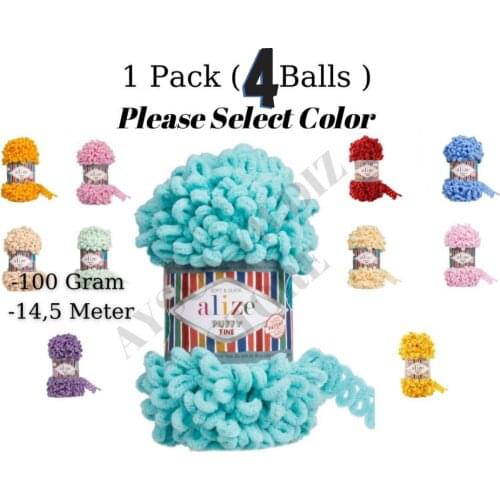 Thread 1 Pack ( 4 Balls ) Alize Puffy FINE Hand Knitting Yarn Crochet Tool Kit