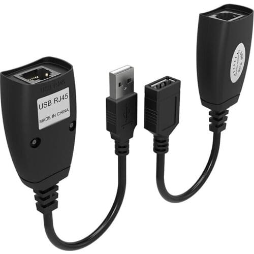 2Pairs USB UTP Extender Adapter Over Single RJ45 Ethernet CAT5E 6 Cable Up to 150ft