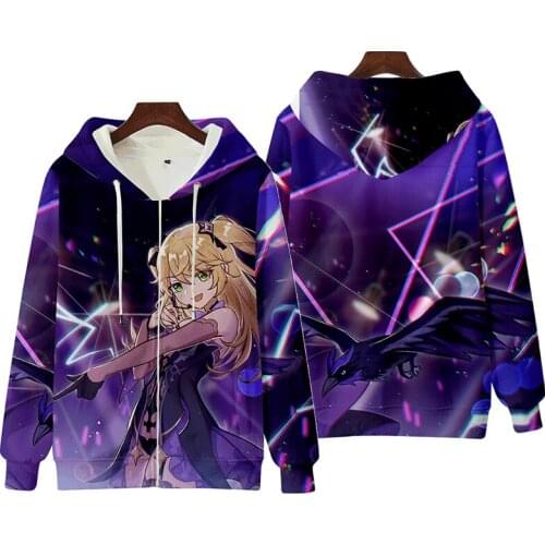 2021 Classic Game Genshin Impact 3D Zipper Hoodies High Street Fashion Zipper Sweatshirt Men Women Spring Autumn Clothes