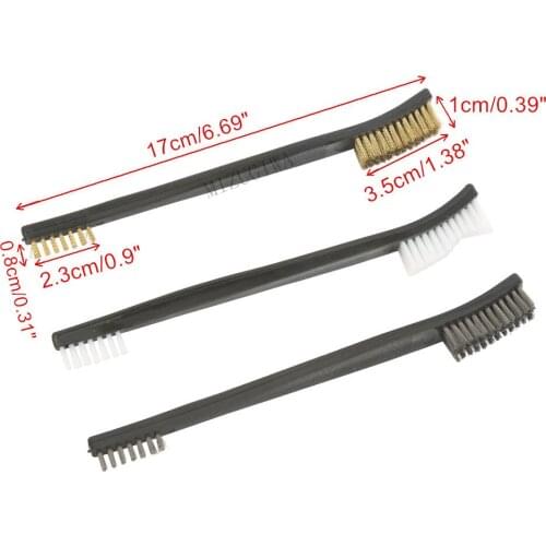 3pcs Steel Wire Brush Double End Brushes Universal Gun Hunting Cleaning Kit Tactical Rifle Pistol Gun Cleaning Tool