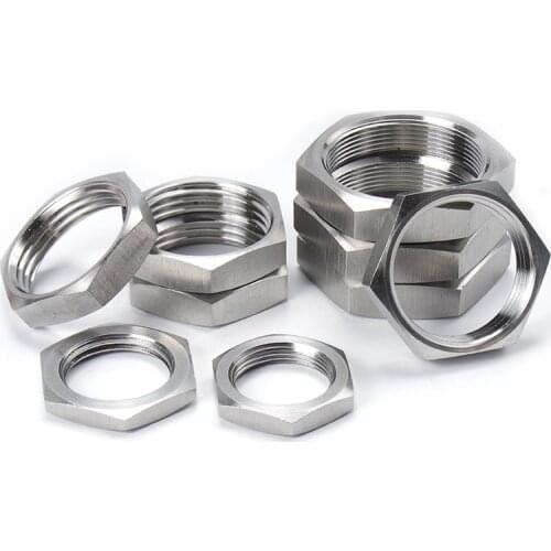 5pcs M8 M10 M12 M14 M16 M18 M20 M22 M24 M25 M27 M30 Pitch 1 1.5mm Metric Female 304 Stainless Steel Hex Lock Nut Pipe Fitting