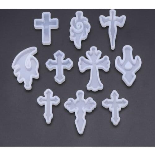10Pcs Silicone Mold Mirror Cross DIY Cross Jewelry Pendant Making Tool Craft Decoration epoxy resin molds for jewelry