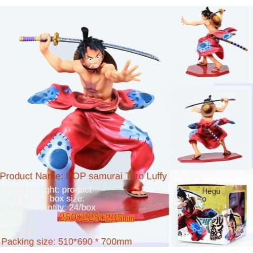 Anime One Piece POP Wano Country Samurai Taro Kimono Luffy Action Figure Armed Color Decoration Toy Model Childrens Gift 17CM