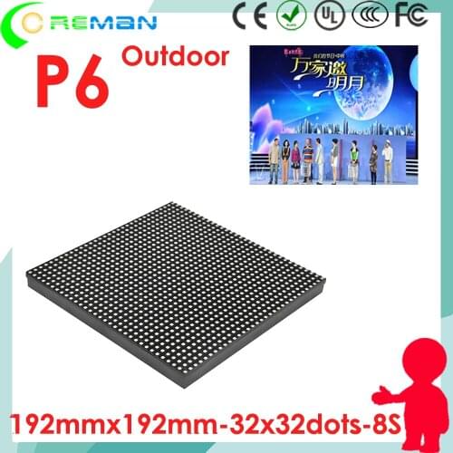 Ali hd vehicle led advertising sign module p6 / led video advertising screen module smd outdoor p6 192mmx192mm dot matrix 8x8