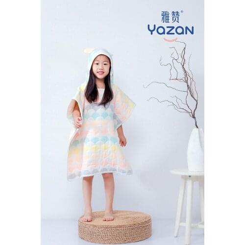 Yazan cotton gauze 6 Layers childrens kids hooded bath towel cape beach towel microfiber print wear bathrobe bathroom towels