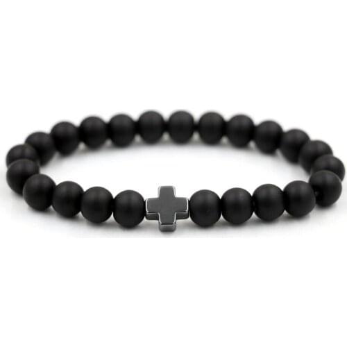 BPPCCR Beads stone Bracelet Men Women Powerful Crosses Bracelet Metal Balls Beads Bracelet Men Jewelry