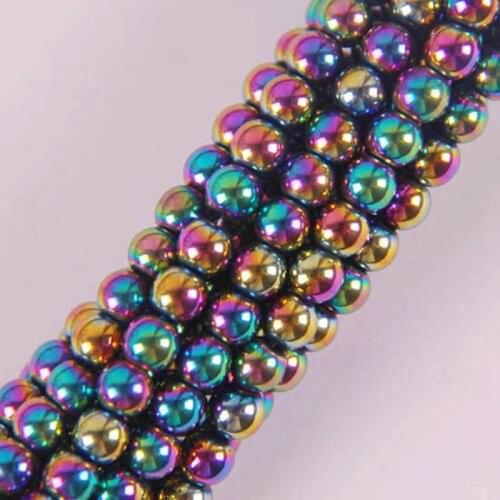6MM Weak Magnetic Field Motley Hematite Round Loose Beads Strand 16 Inch Jewelry For Gift Making B089