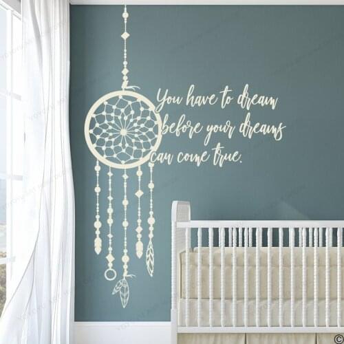 Dreamcatcher Quote "You have to dream before your dreams can come true“wall vinyl sticker dream catcher wall decal decor HJ547