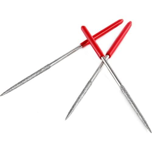DRELD 10Pcs Round Diamond Needle File Cutting Repair Hand Tools 3mm x 140mm for Metal Ceramic Glass Gem Stone Hardened Steel