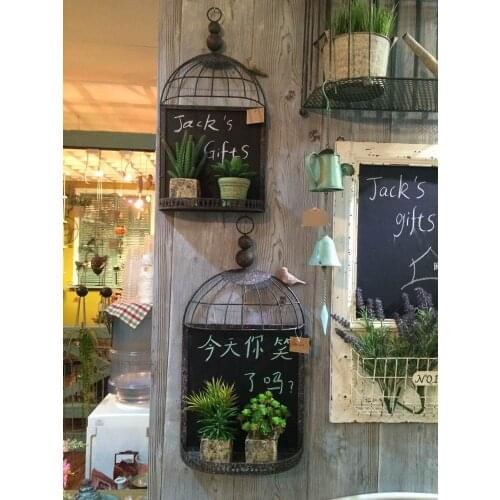 French country style wrought iron bird cage retro nostalgia blackboard message home decorative wall murals storefront windows