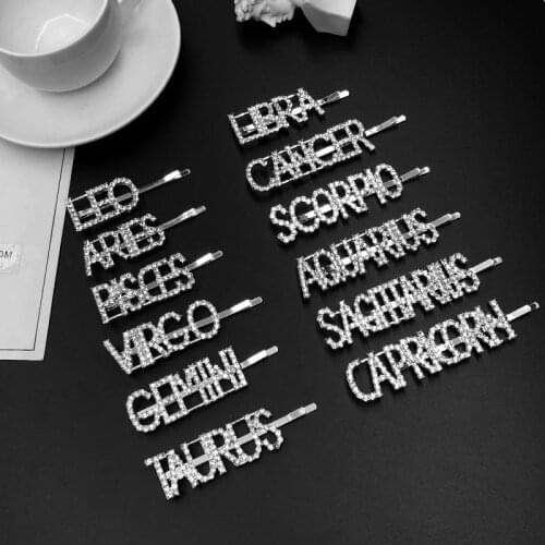 Crystal Hair Clips Shiny Rhinestones Hairpins Letters Women Styling Tool Diamond Hair Accessories