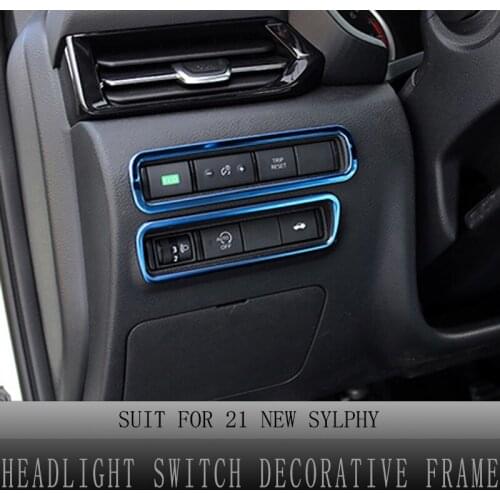 Headlight Switch Covers for Nissan Sentra Bluebird Sylphy 2020-2021 Headlight Switch Decorative Frame Car Interior Accessories