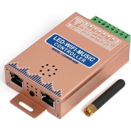 LC2000B WIFI SPI Music Spectrum RGB Controller for WS2812B LED Digital Pixel Strip 8-2048 Pixel LED Screen Controller with Built