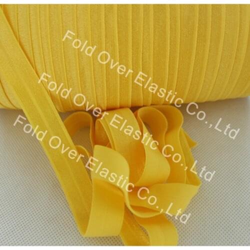 2.5CM Solid Color FOE Ribbon-#645 Yellow Fold over elastic Ribbon with High-quality,100 yards per lot