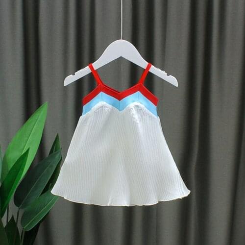 Summer Newborn Toddler Kid Dress Girl Princess Suspenders Dress V-neck Patchwork Color Cute Frocks Childrens Clothes