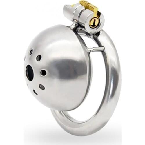 Stainless Steel Small Chastity Device Cock Cage Steel Penis Trumpet Cage Penis Plug with Stealth New Lock Adult Belt Sex Toy