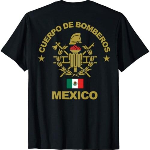 Mexico Fire Department Firefighters T-Shirt Double Side Cotton Mens Summer Sale T Shirt Funny Tee Shirts