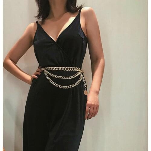 Multilayer Women Waist Chain Pendant Jewelry Gothic Style Body Bikini Chains Fashion Punk Choker Stainless Steel Waist Chain