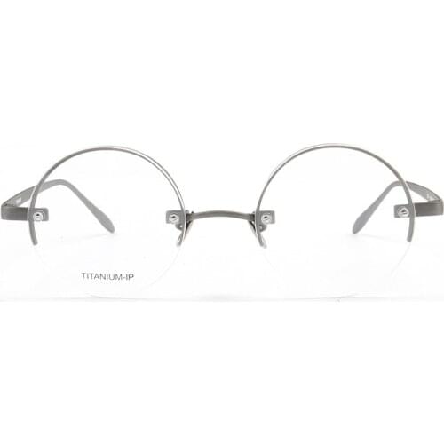 YOUTOP Circle Mens Optical Round Pure Titanium Frames Womens Half-rim Eyewear Prescription Eyeglasses Frame 9123