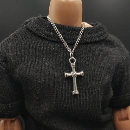 1/6 Scale Cross Necklaces Crucifix Pendant & Necklace for Male Vintage Chain for 12 inch Action Figure Model Body