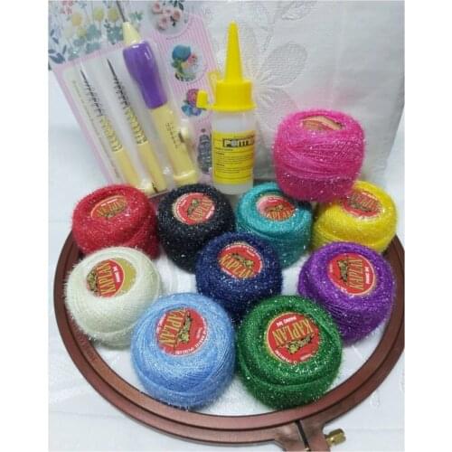 Punch Embroidery Set Havlu-iğne-kasnak-10 Ip-glue-Punch Needle
