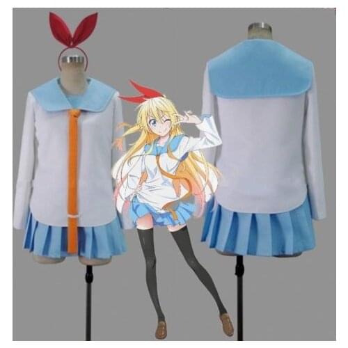 Nisekoi Kirisaki Chitoge Cosplay Costume Onodera Kosaki School Uniform dress Custom Made Free Shipping