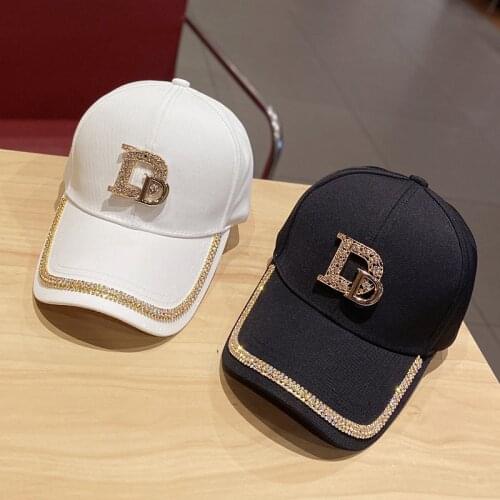 2020 New Metal Letter M Women Baseball Cap Breathable Mesh Outdoor Adjustable Embroidered Rhinestone D Mark Hats Summer Sunhat