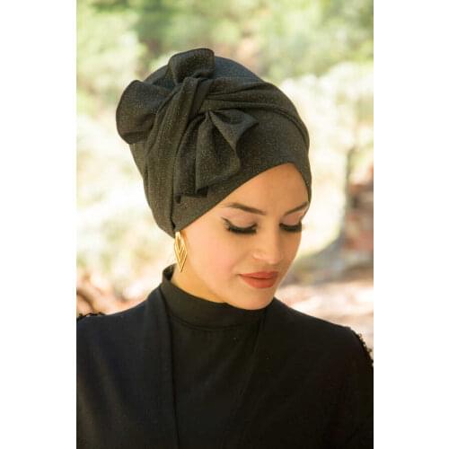 2021 New Season Turkey Stylish Wrapped Bow Women Islamic Muslim Hijab Flowy Ready Made Practical Shawl Islamic Inner Cover Hijab Dress Black Luxury Fashion Elegant Design Trend Products For Lady