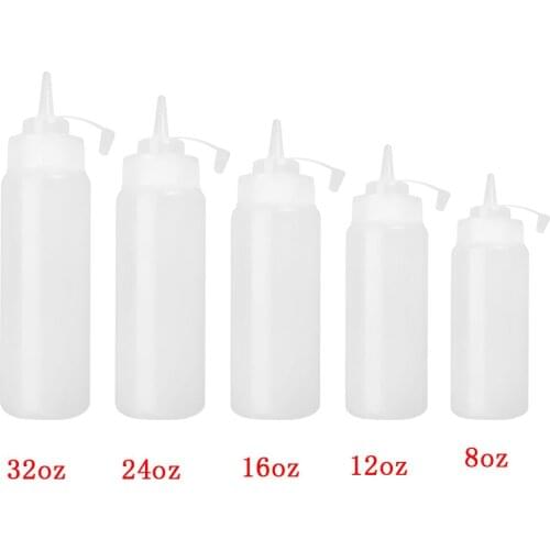 Plastic Squeezable Bottles for Ketchup, Barbecue, Sauce, Syrup, and Condiments (32-Ounce/ 960ml)