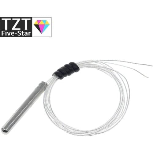 TZT PT100 Platinum Resister Temperature Sensor Waterproof Temp Probe -20~450 Celsius Insulated Shielding Fiberglass 50CM