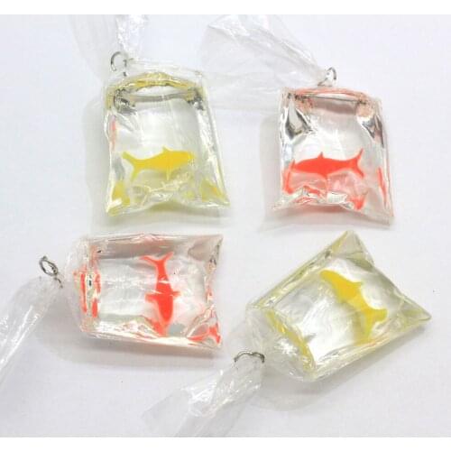 Small Fish In Water Bag Transparent Resin Goldfish Charms Jewelry Pendant Fish Bag Earrings Pendant Handmade DIY Craft