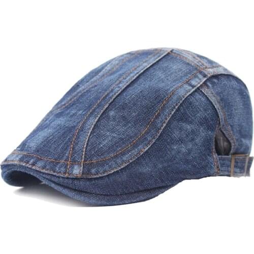 Unisex Denim Newsboy Hats Flat Ivy Gatsby Cabbie Driving Berets Hat Cotton Dad Cap for Men Women