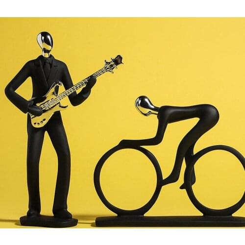 Nordic Simple Black Tone Musician Handicraft Ornaments Bedroom Living Room Bar Cafe Milk Tea Shop Resin