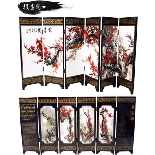 Folding Screens 6 Joined Panels Decorative Painting Wood Byobu Plum Blossoms Be a Harbinger of Spring Herald Spring