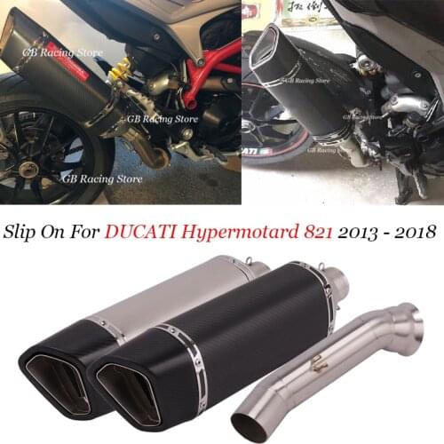 Slip On For DUCATI Hypermotard 821 2013 - 2018 Hyperstrada Motorcycle Exhaust Escape Moto Connection Mid Link Pipe With Muffler