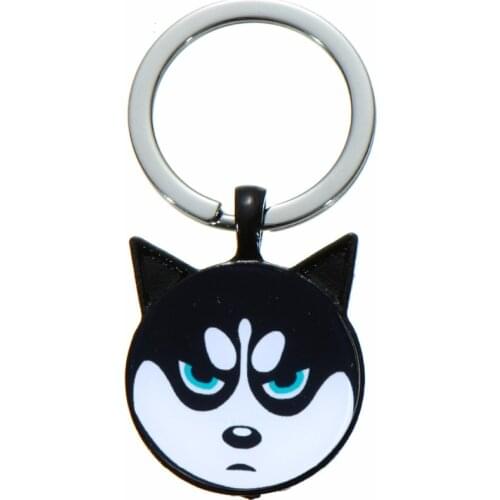 SONGDA Pet Husky Keychain Lovely Puppy Cartoon Pattern Glass Cabochon Little Ears Key Ring Car Key Chain Trinkets Key Fob Holder