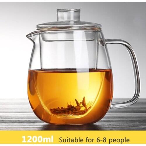 1L/1.5L Big Transparent Borosilicate Glass Teapot Heat-Resistant Large Clear Tea Pot Flower Tea Set Puer Kettle Office Home Tool