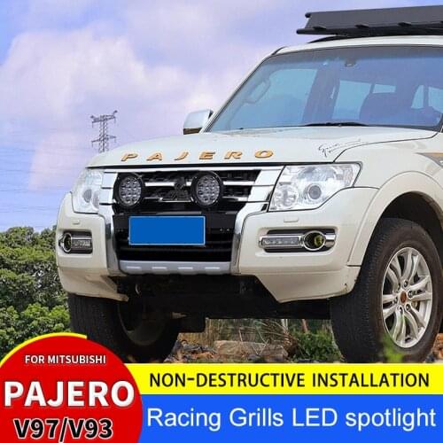 For Mitsubishi Pajero Racing Grills LED Spotlight V97 V93 LED Halogen Lamp Bracket Racing Grills Lamp Modification Accessories